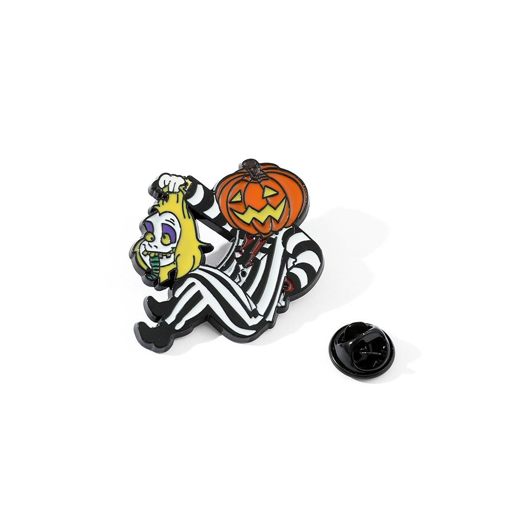 Halloween Brooch, Christmas Eve Horror, Wizard Hole Pumpkin Head Jack Personality Alloy Enamel Ornament Badge