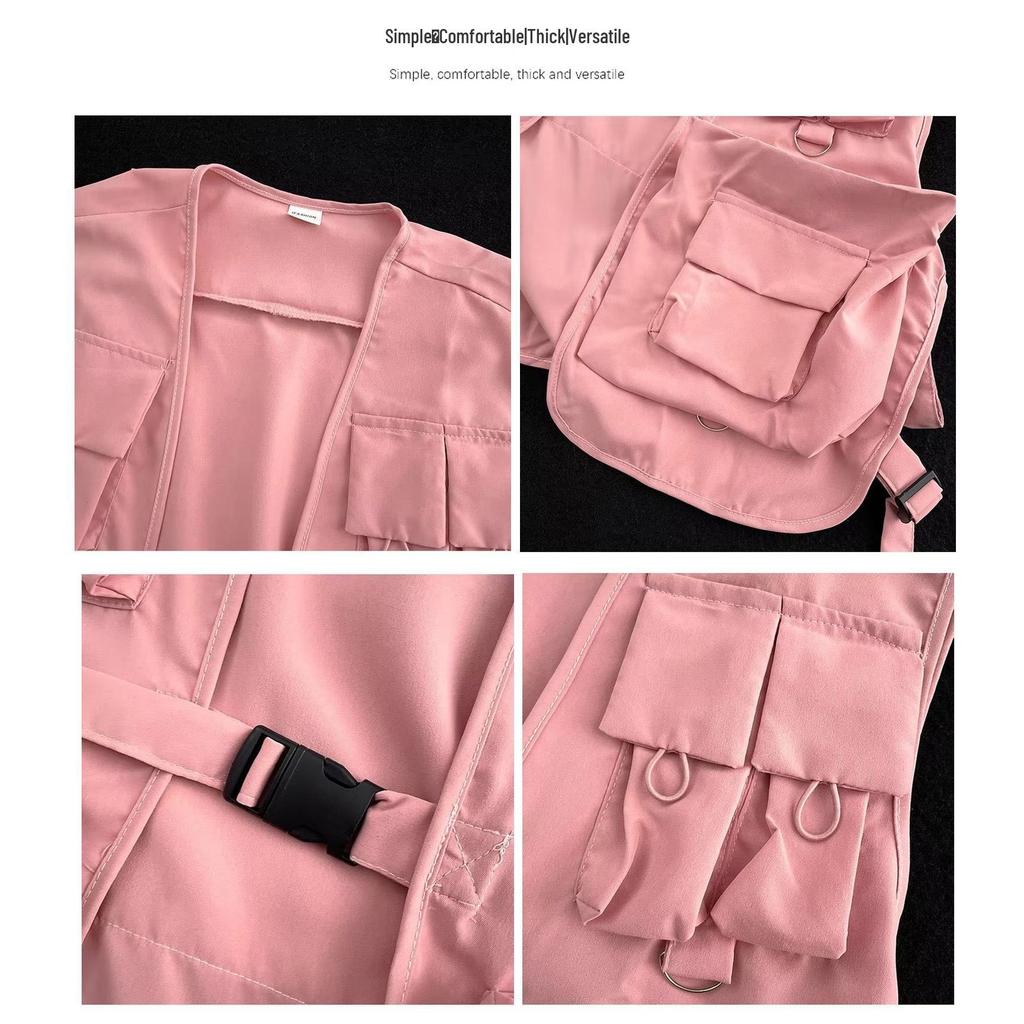 Men's Trendy Hong Kong Style Multi-Pocket Photographer Vest with Customizable Logo