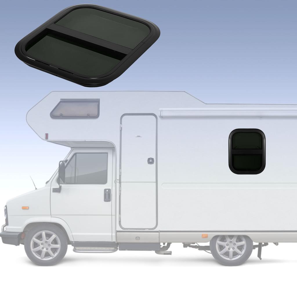 RV Sliding Windows with Screen 440mm H 390mm W Tinted Tempering Glass Waterproof for Motorhome Trailer