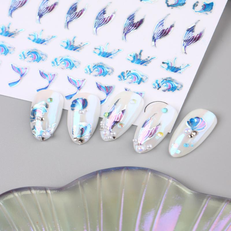 Embossed Jellyfish Jellyfish  Ocean Nail Art Sticker Self Adhesive Marine Starfish  Nail Decals Manicure Diy Supplies Nails Slid