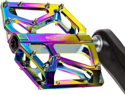 GORIX Flachpedal, Oil Slick-Fahrradpedal, leichtes Aluminium, CNC-Bearbeitung, hohe Rotation, glatt, 3 Lager, Stift enthalten, stilvolles, cooles Fahrradpedal