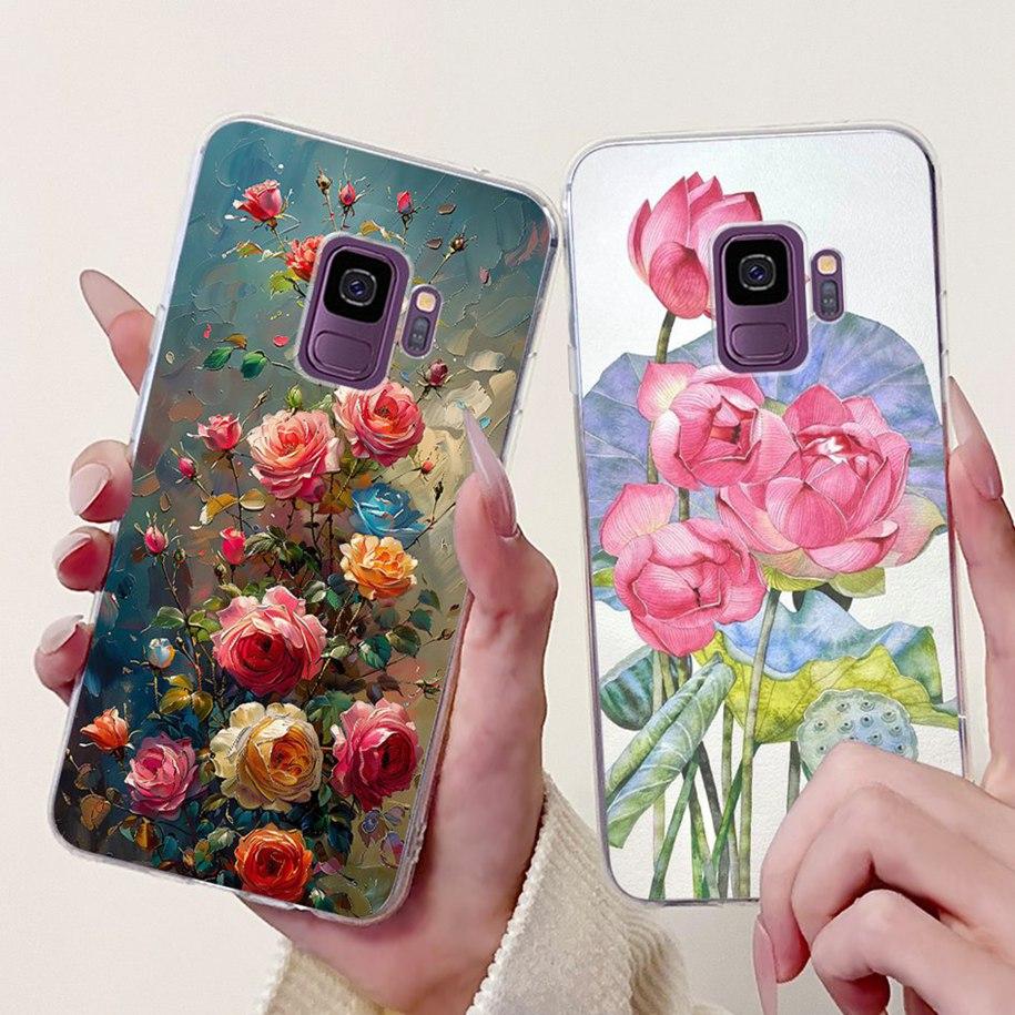 For Samsung Galaxy S9 Case SM-G960F Cover Fashion Flower Soft Slim Back Cover For Samsung S9 Plus S 9 GalaxyS9 S9+ SM-G965F Capa