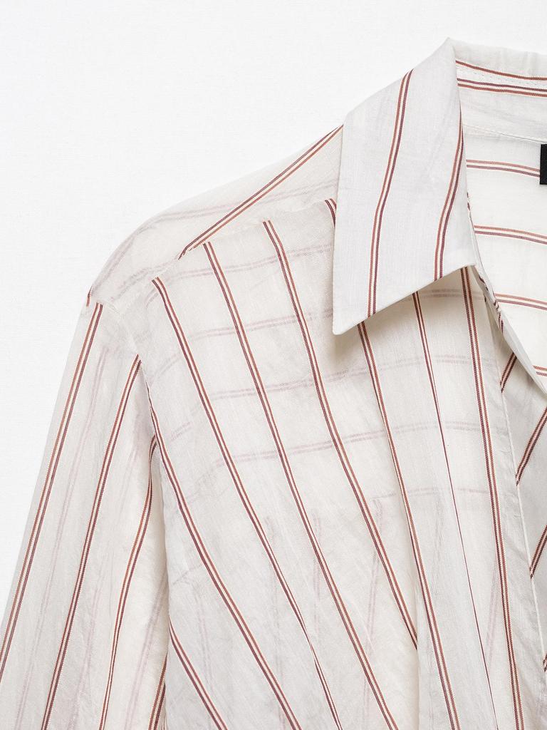 Spring 2025 Women's European-American Striped Knot Shirt