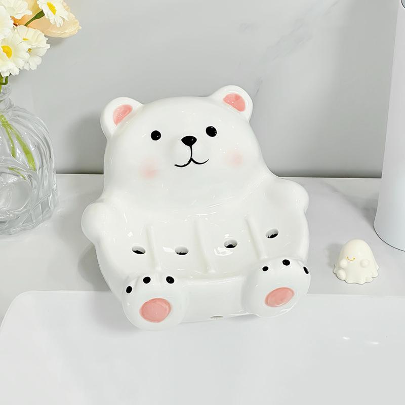 Creative Panda Drain Soap Box with No Water Accumulation Soap Box Standing No Punching Bathroom Toilet Soap Dish Home Use