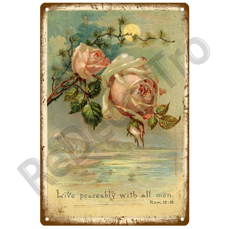 Retro Tin Sign Poster Garden Vintage Wall Poster Metal Sign Decorative Wall Plate Flower Plaque Metal Vintage Decor Accessories