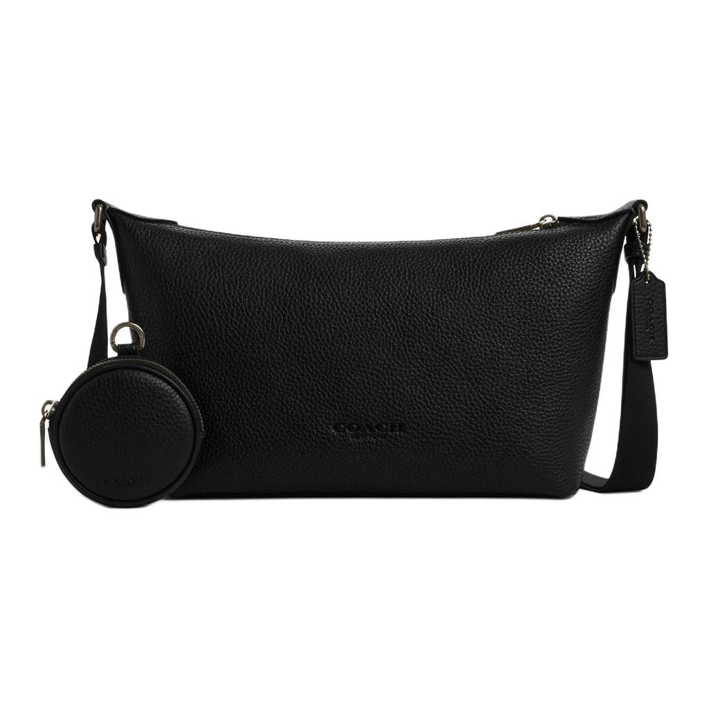 Coach Finn 25 Logo Embossed Leather Crossbody Bag Medium Women Bags Black CCG20-QBBK