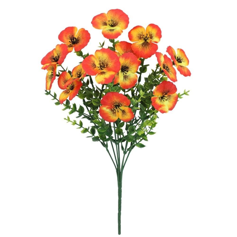 

Plastic Artificial Pansy Flowers Reusable 7 Fork Fake Flowers No Fade Flowers Bundle UV Resistant Flowers Home Decoration оранжевый