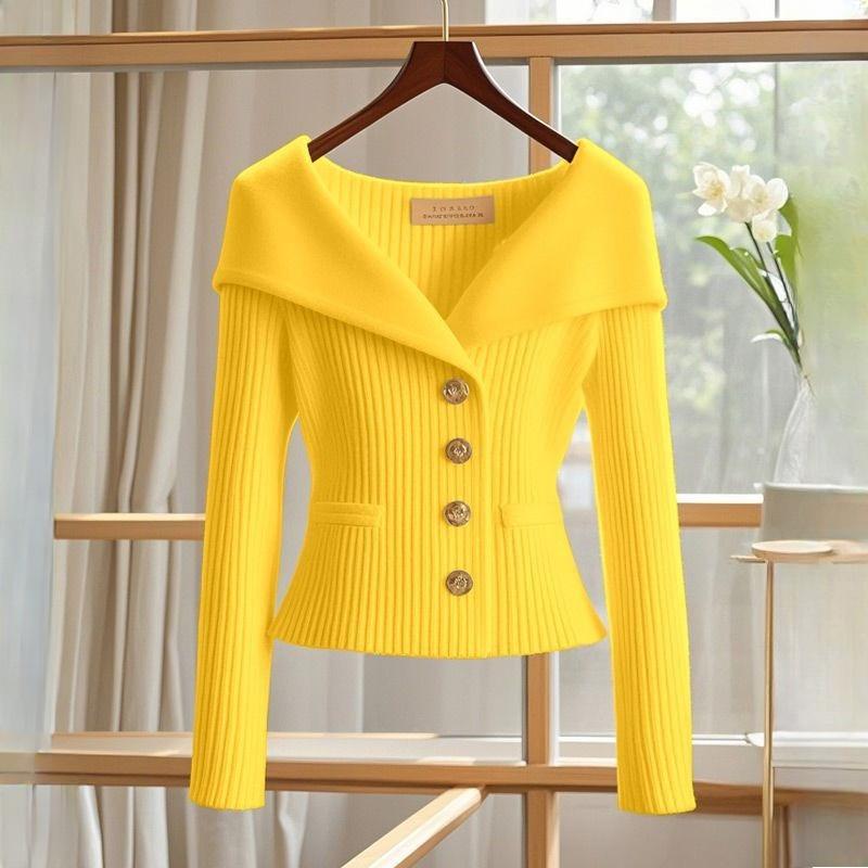 White Sweater Coat Women Premium Designer Niche Elegant Waist Defining Knit Top Autumn