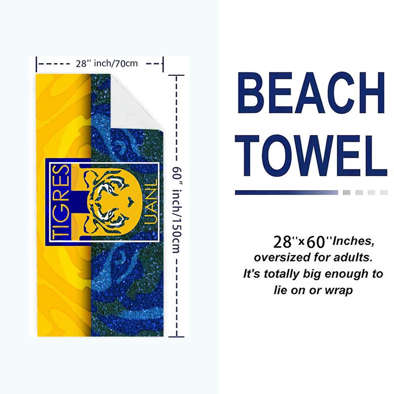 Tigres uanl Print Beach Towel, Large Soft Quick Dry Towel for Beach Camping Swimming
