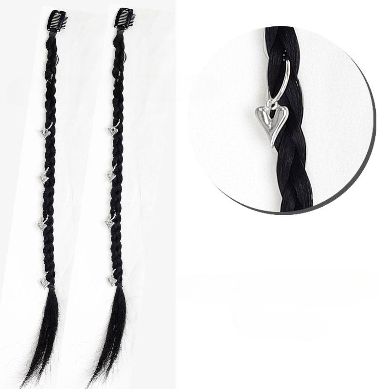 2 stücke Synthetische Perücke Zöpfe mit Clip Haar Zopf Haarverlängerungen Zubehör Ringe Dreadlocks Hip-Hop Haar Seil Lametta