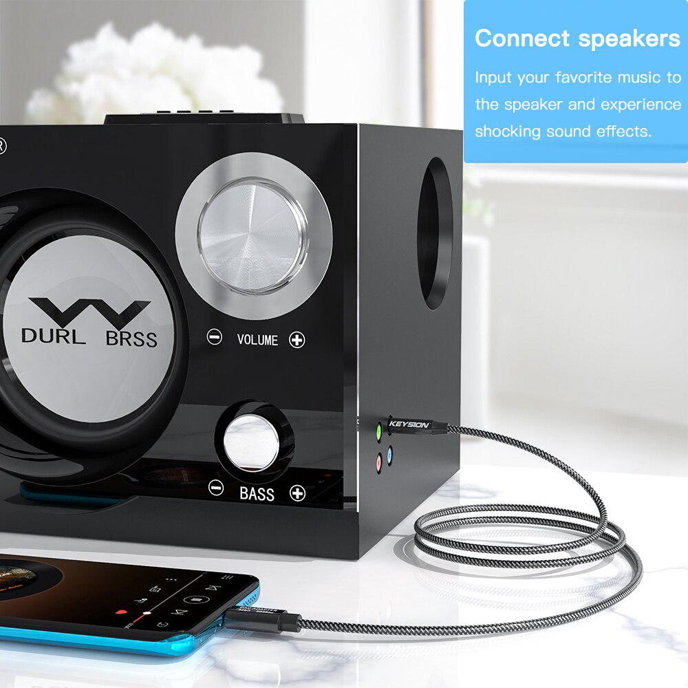 KEYSION HIFI DAC Earphone Amplifier USB Type C To AUX Male Speaker Audio Adapter Car AUX Converter