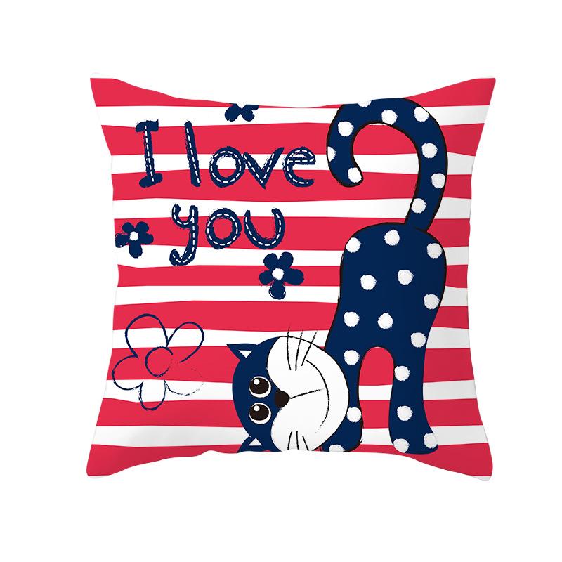 Cartoon-Druck Serie Valentinstag Pfirsichhaut Kissenbezug Heimstoff Quadratischer Kissenbezug