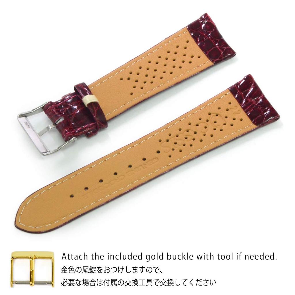 CASSIS Caiman Watch Strap for with Replacement U1097052080022 (Crocodile) HEIDENHEIM, 22mm, Burgundy, Tool,
