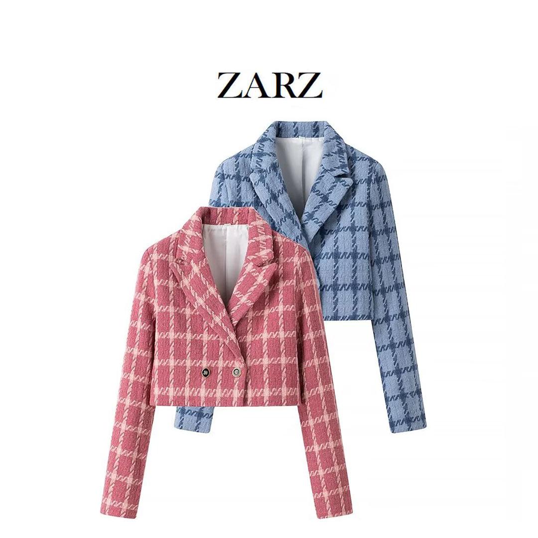 

ZARZ European & American Style Women s Classic Chic Plaid Coat Small