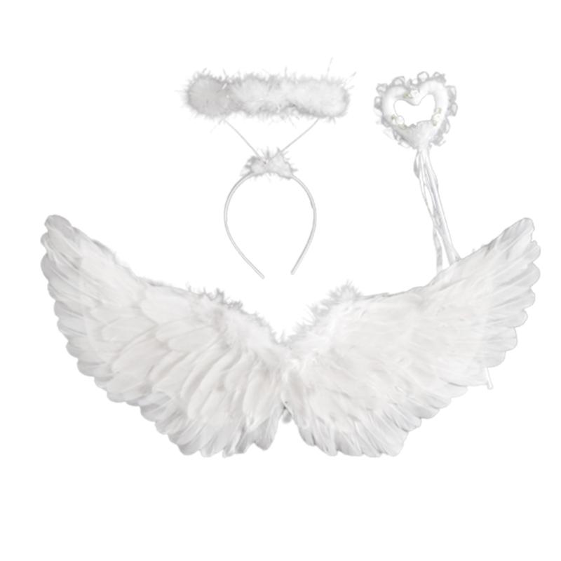 Fairy Costume, Butterfly Costume Set With Feathers Wing, Wand and Angel Headband Princess Set Fit Kids Adult