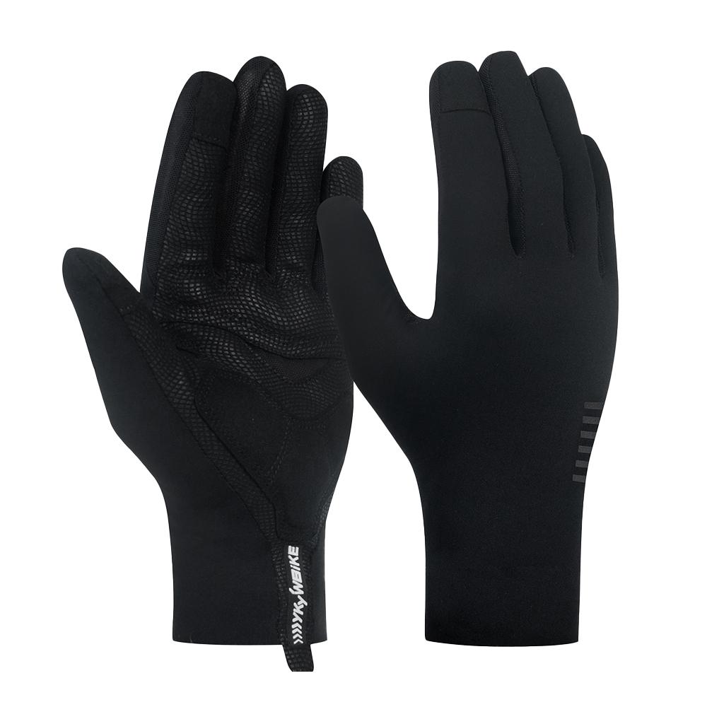 YKYW Black White Full Finger Cycling Gloves Breathable Men Bicycle Goves Touch Screen Sports Gloves MTB Bike Shockproof Gloves