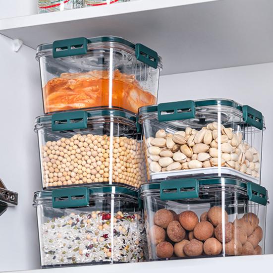 Food Storage Container Square Shape Moist-proof Sealed Design Plastic Kitchen Foods Storage Canisters for Pantry