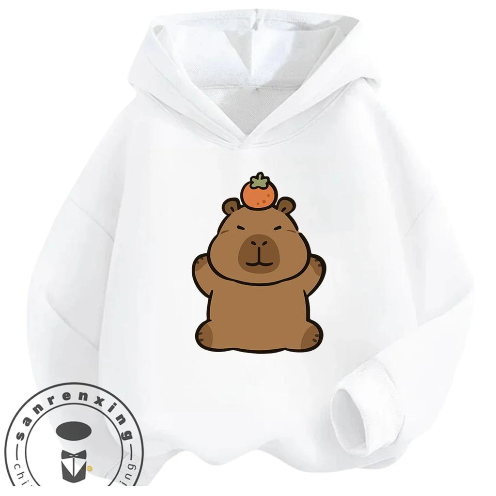 Loose Comfy Spring Autumn Hoodie Capybara Trendy Animal Motif Casual All Match Streetwear For Kids