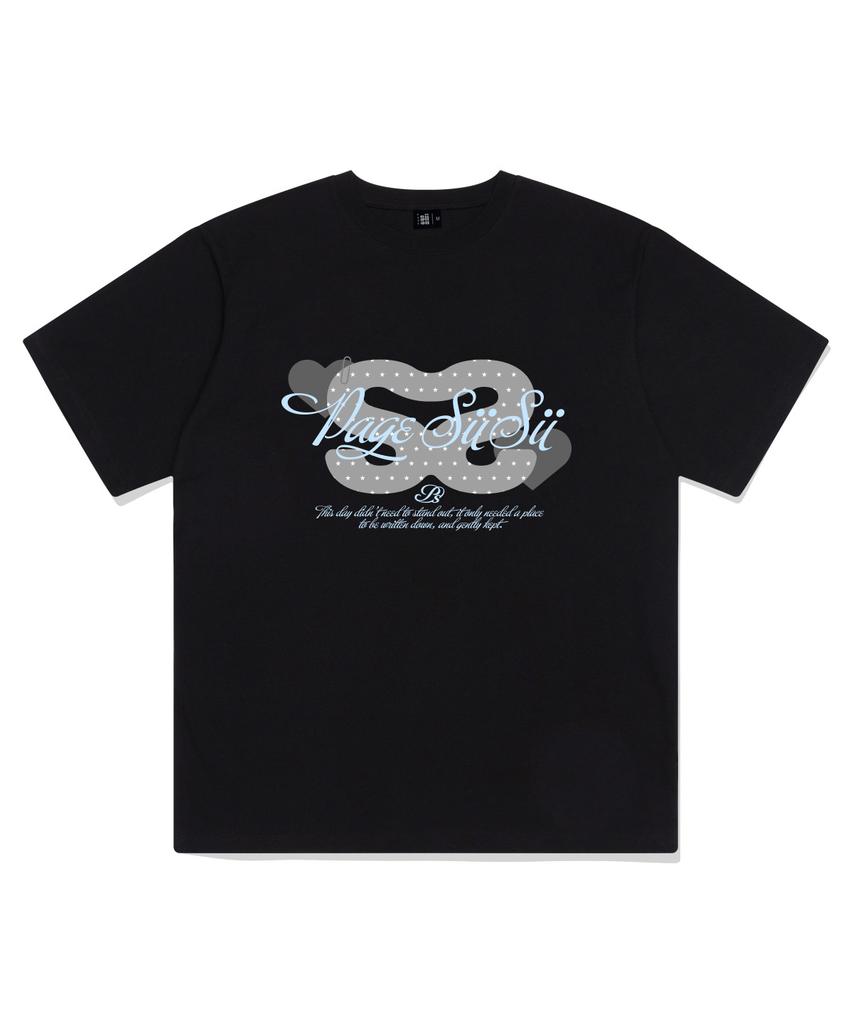 PAGESIISII Sisi Collage Print Short Sleeve T-Shirt Black