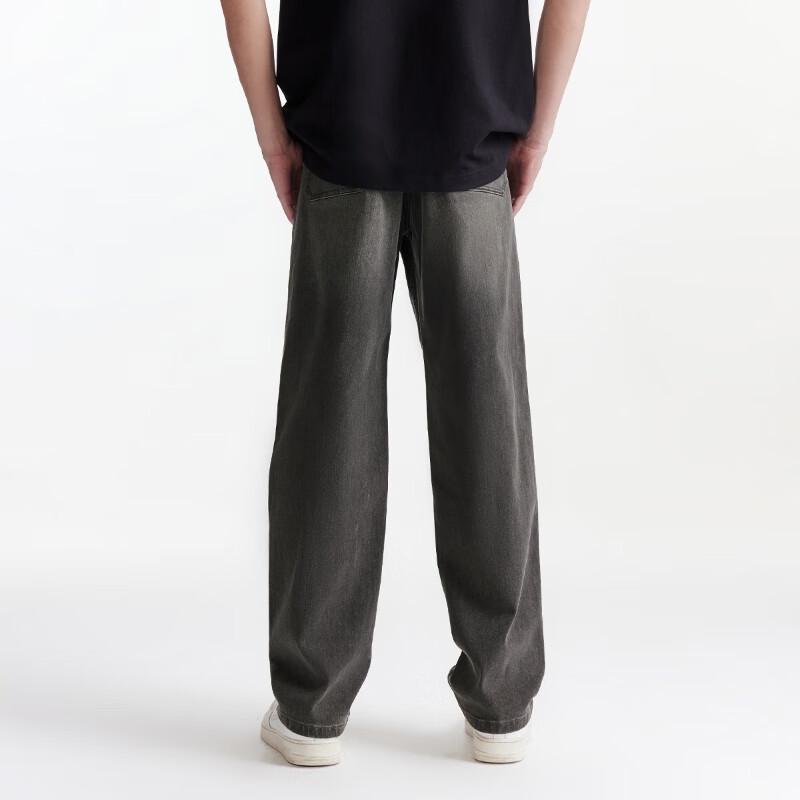 JACK&JONES Men's Retro Snowflake Wash Wide-Leg Denim Jeans