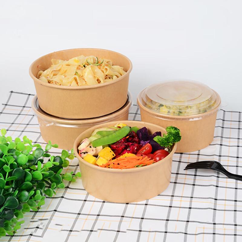 Disposable Kraft Paper Salad Bowls with Lids