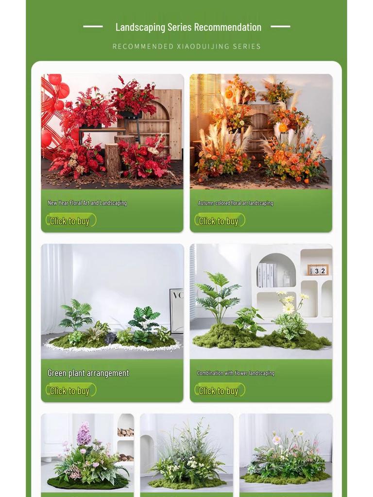 Luxury Faux Green Plant and Flower Decor - Indoor Moss and Grass Clusters for Elegant Landscaping.