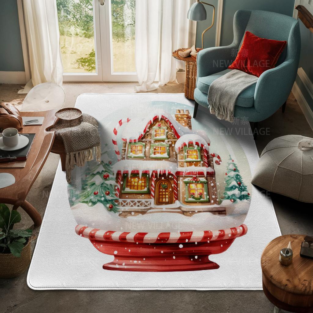House Entrance Carpet Home Door Mat Living Room Bath Foot Bathroom Non-slip Water Absorption Rugs Bath Merry Christmas Winter