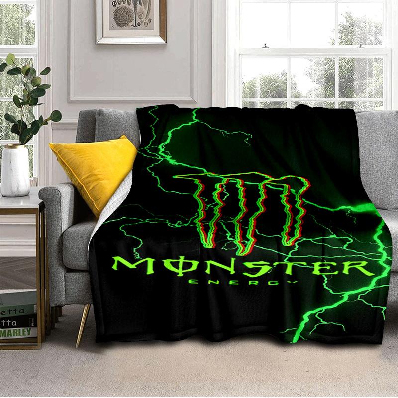 Výkonná energetická nápojová logo deka Vhodná na pohovky, postele, kancelárie a kempovanie - Perfektný darček na Halloween Vianoce