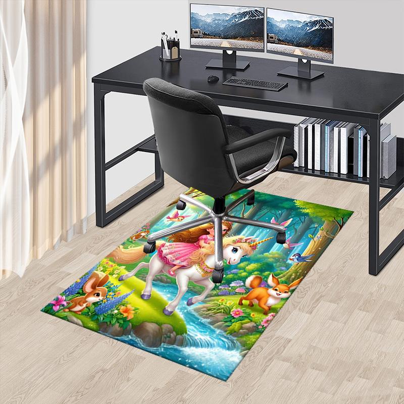 

1pc Princess Unicorn Fantasy Office Chair Mat - Anime Cartoon Design, Non-Slip Carpet for Home Decor, Suitable for All Seasons.H094 60cm by 90cm
