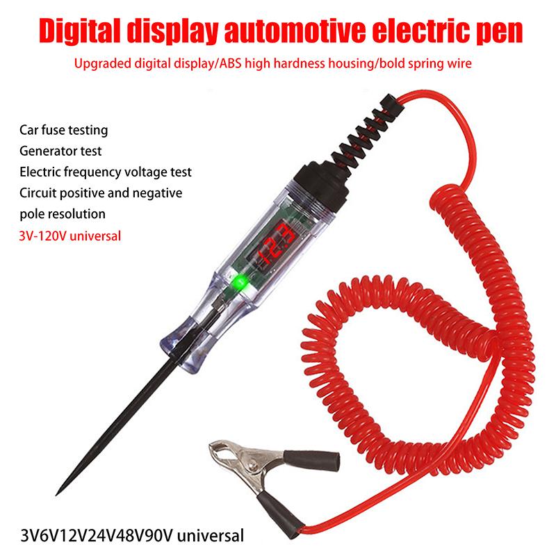 Hochleistungs- 5-120V Hintergrundbeleuchteter Digitaler LED-Schaltungstester, Auto-Prüflampe Digitaler LED-Schaltungstester