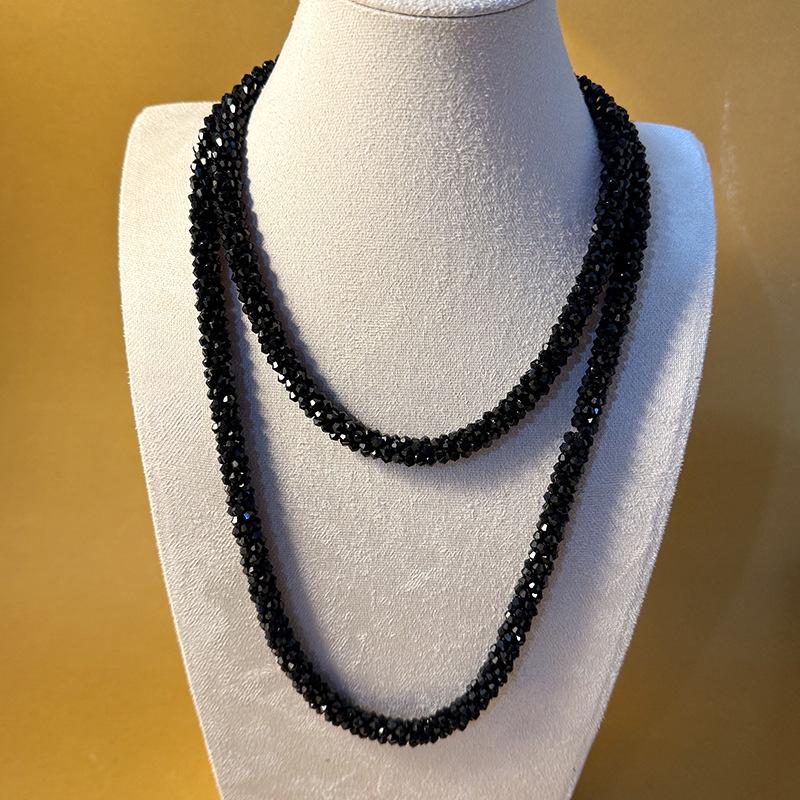 Retro Multi-layer Crystal Long Necklace - Handmade & Versatile Collarbone Chain