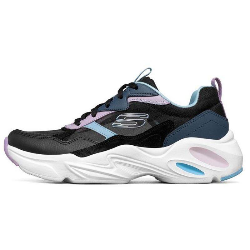 Skechers Stamina Airy Women Mesh Synthetic Leather Trendy Versatile Low Top Chunky Sneakers Black Blue 896003-BKMT 35
