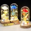 Beauty And The Beast Rose Artificial Flowers Rose In LED Glass Dome Christmas Home Decor Wedding Valentines Day New Year Gift