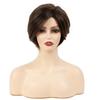 Short Brown Wig Cap With Adjustable Bangs For Women And Teens