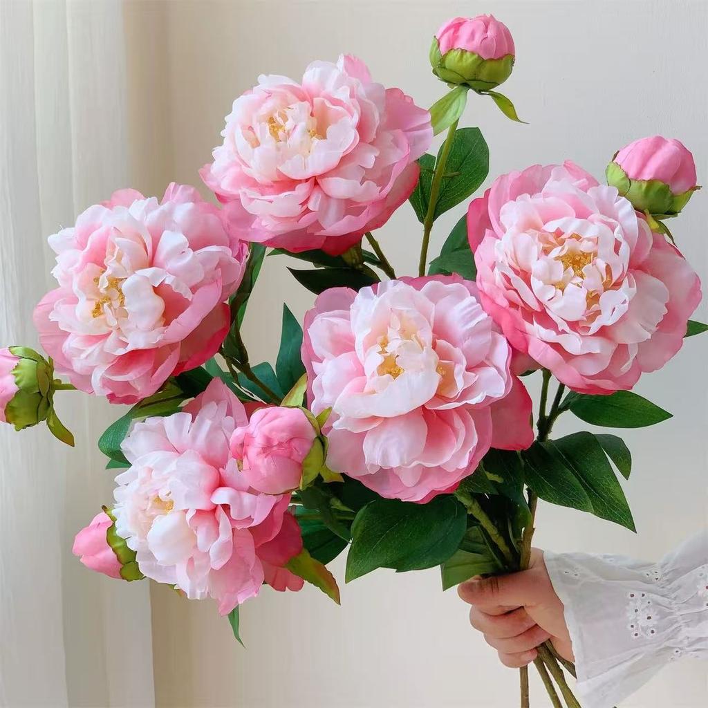 1PC Large Silk Peony Artificial Flowers Peony Style Fake Flowers Bouquet For Wedding Dining Table Home Decor Bouquet Decoration