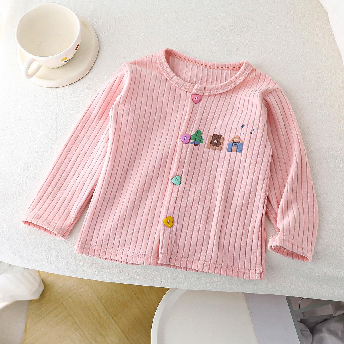 

Девочки осенний вязаный кардиган базовый топ, стильная детская осенне-зимняя куртка с принтом, универсальная однотонная 100cm розовый