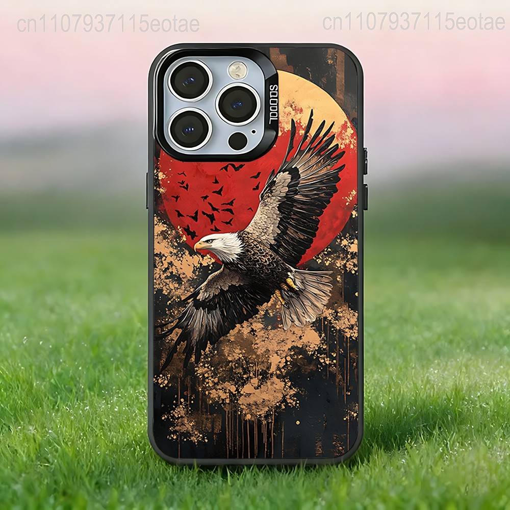 Eagle fly Cool art Phone Case For iPhone 17,16,15,14,13,12,11,Pro,XS,Max,Plus,Mini,SE4,E Black Matte Shockproof Cover iPhone14