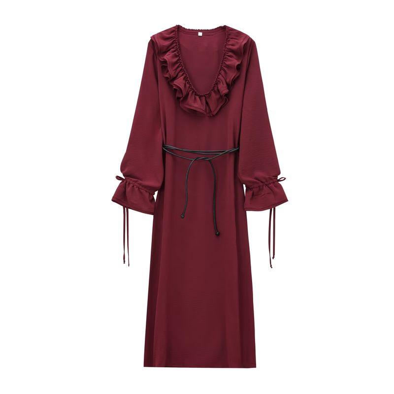 Kaslead New Arrival Women's Clothing Fashion Style Fashion Laminated Decoration Long Sleeves Midi Skirt Dress 2678247