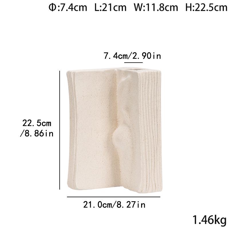 European Ceramic Embossed Bookend Flower Vase