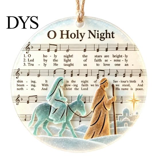 Home Garden Window Decoration Sea Glass Christmas Hymn Ornaments, Handmade Music Sheet Nativity Hanging Decoration, Traditional Tree Baubles