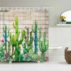 Cactus Shower Curtains Waterproof Polyester Fabric Shower Curtains Tropical Plants Bathroom Screen Curtain Home Decor 180X180cm