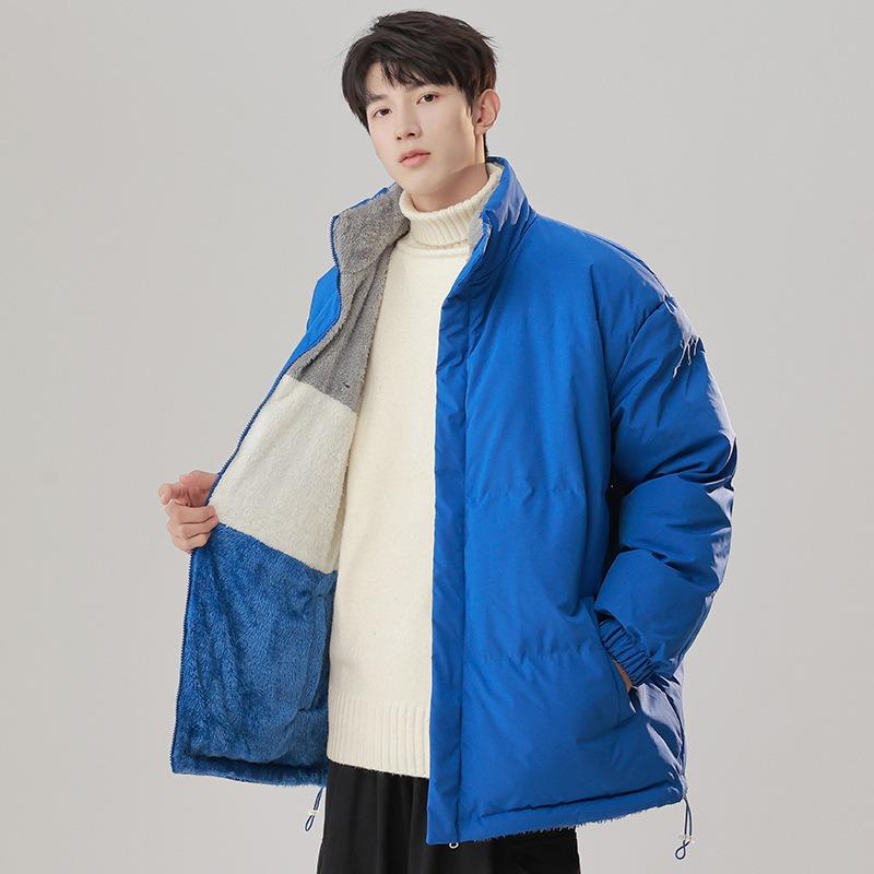 Double-sided Cotton-padded Jacket for Young Students with Stand-up Collar Cotton-padded Jacket for Men's Casual Loose Cotton-padded Jacket