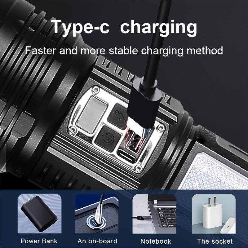 1Pc Adjustable Flashlight, Long Battery Life, Suitable for Camping, Running, Hiking, Fishing, Mountaineering, Etc.