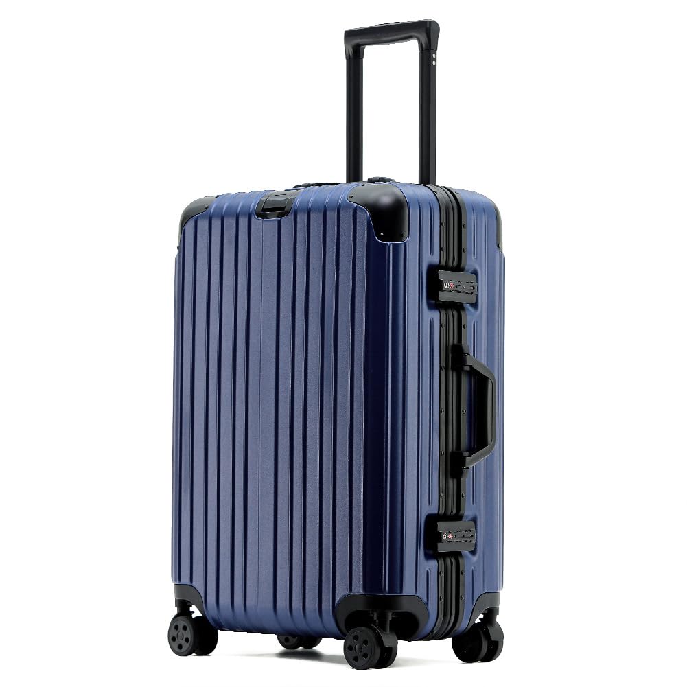 

Vilgazz Aluminum TSA Double Large Business Medium Blue Suitcase, Frame, Shockproof, Lightweight, Lock, 360-Degree Rotation, Casters, Quiet, Capacity,