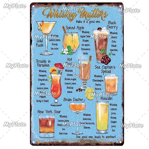 Cocktail Shots6 Metal Sign Vintage Plaque Beer Tin Sign Plate Wall Decor For Bar Pub Man Cave Bloody Poster Custom