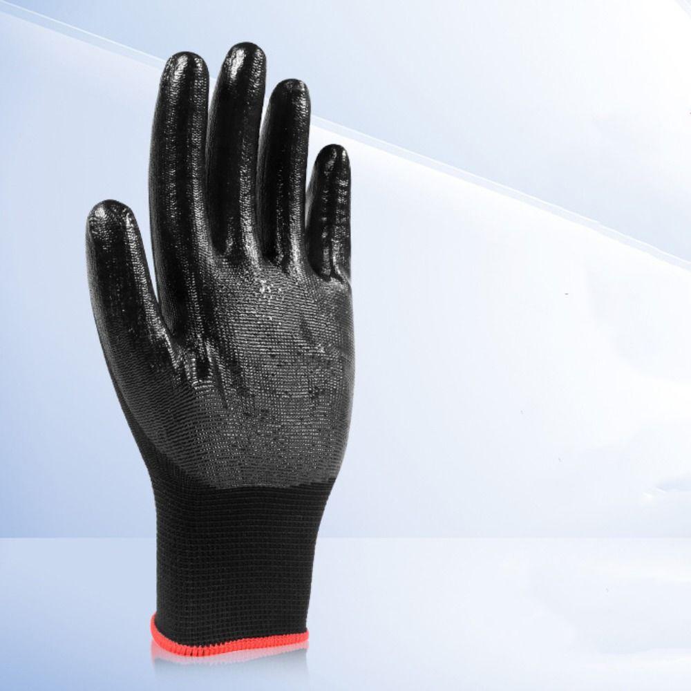 12pairs Breathable Safety Work Gloves Excellent Grip Durable PU Coated Gloves Corrosion-Resistant Oil-Resistant