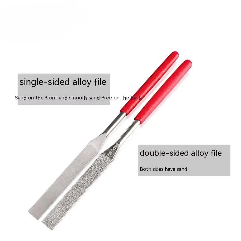 1 Stück Rutschfeste Feile Nadelfeile Flach Metall Stein Schleifen Kunststoffgriff Rot Set Diamant Heißer Verkauf Werkzeuge