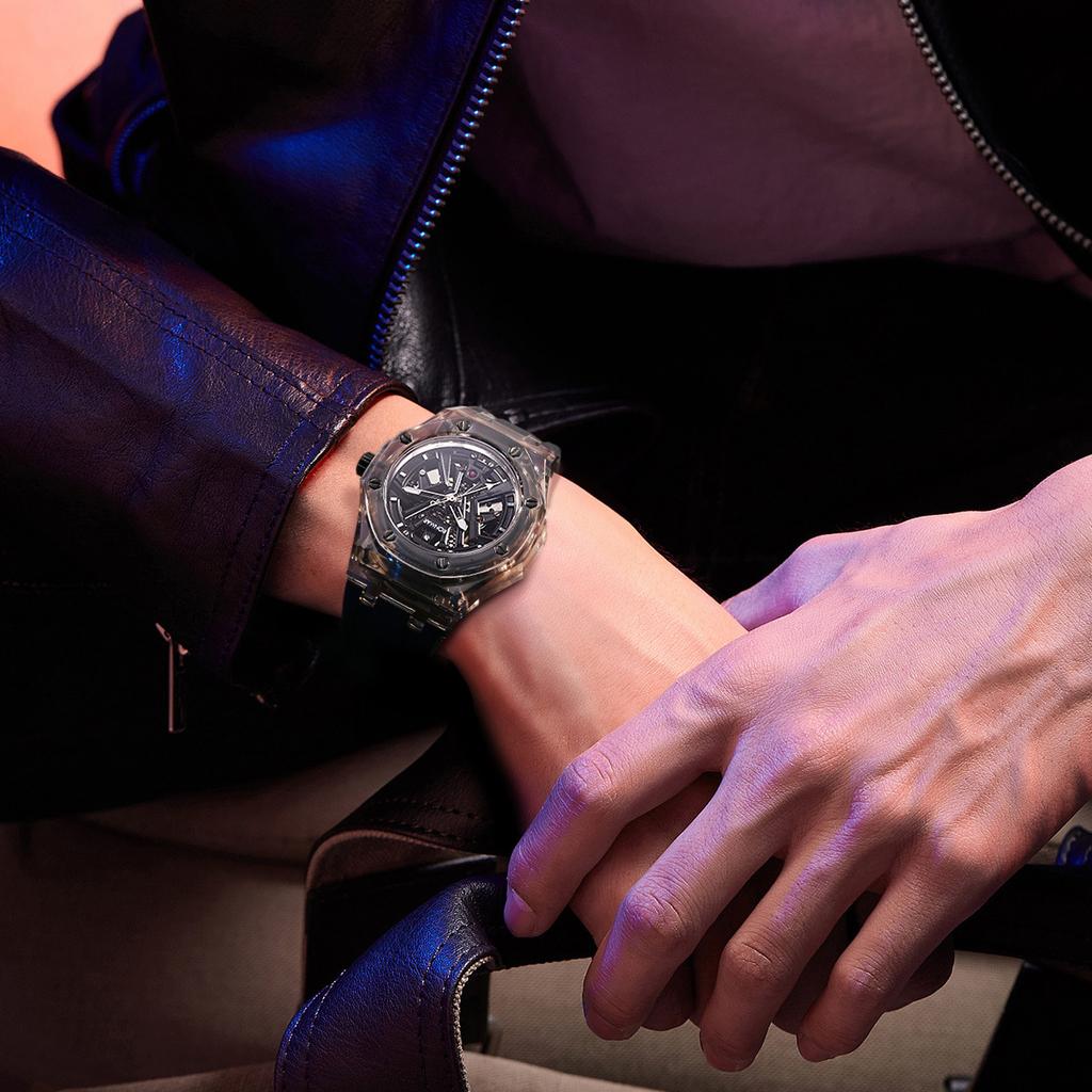 Automatic Mechanical Watch Glacier Transparent Case Waterproof Luminous Multi-Layer Three-Dimensional Hollow Mechanical Watch