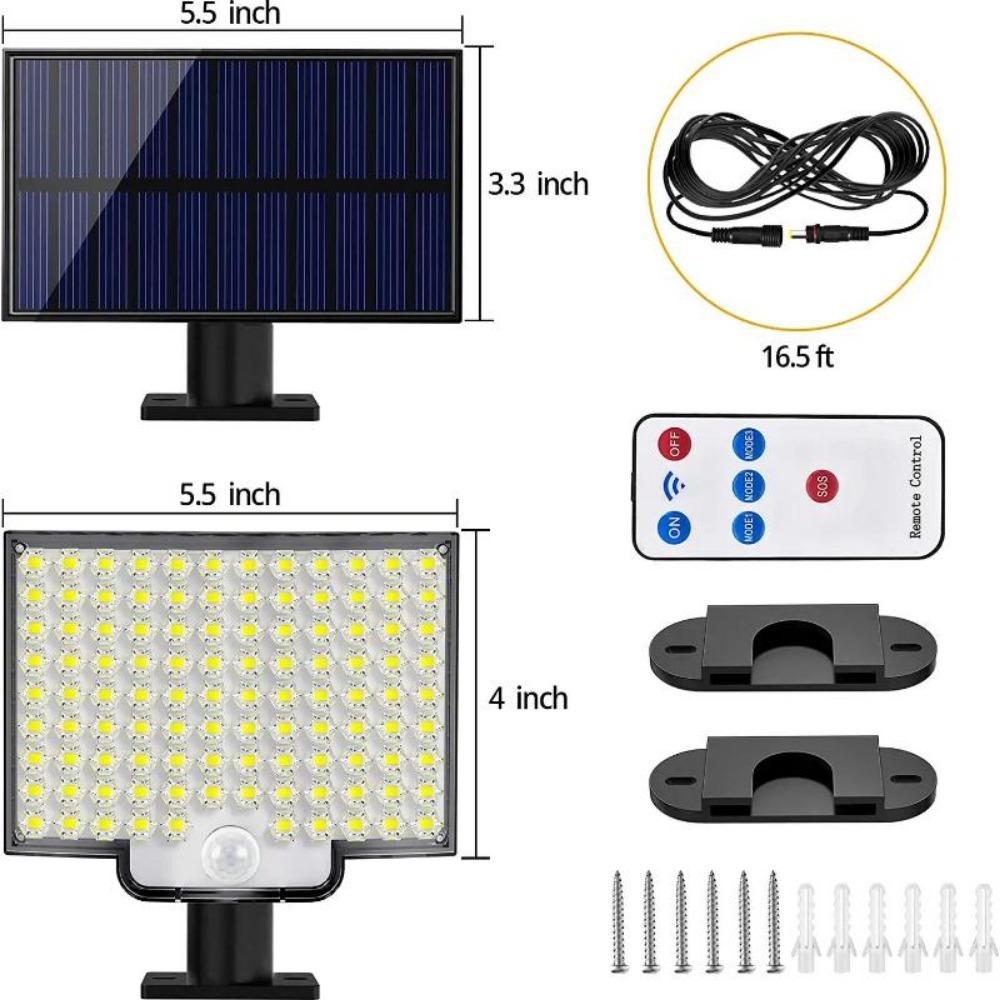 Solar Light Outdoor 106 LED Super Bright Motion Sensor Solar Strong Power LED ბაღის კედლის ნათურა IP65 წყალგაუმტარი 4 სამუშაო რეჟიმი