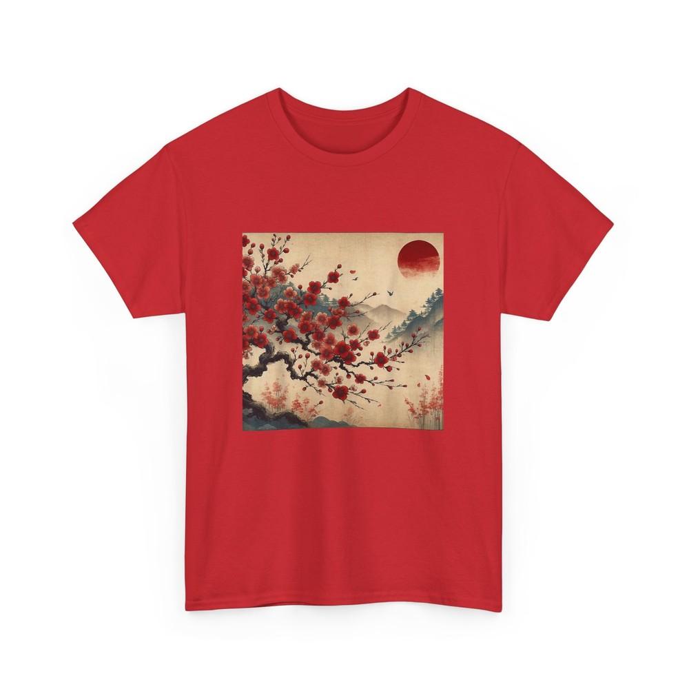Vintage Cherry Blossom Woodblock Tee Japanese Graphical Art T-Shirt